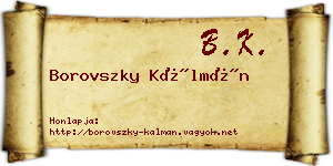 Borovszky Kálmán névjegykártya